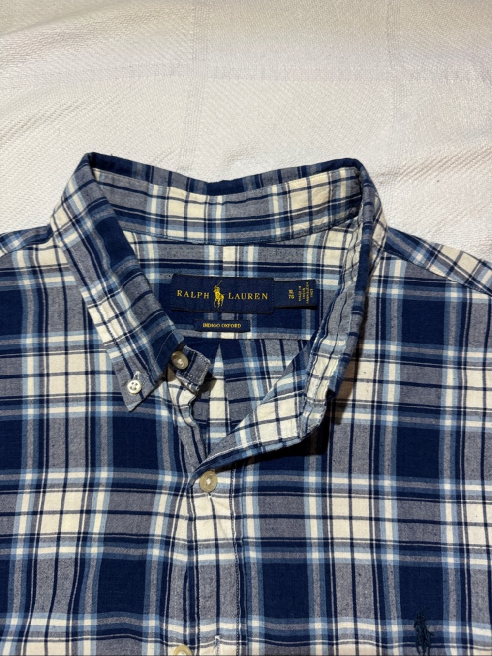 Ralph Lauren Ventage, Men, XL, Navy and White Plaid Button-Down Shirt